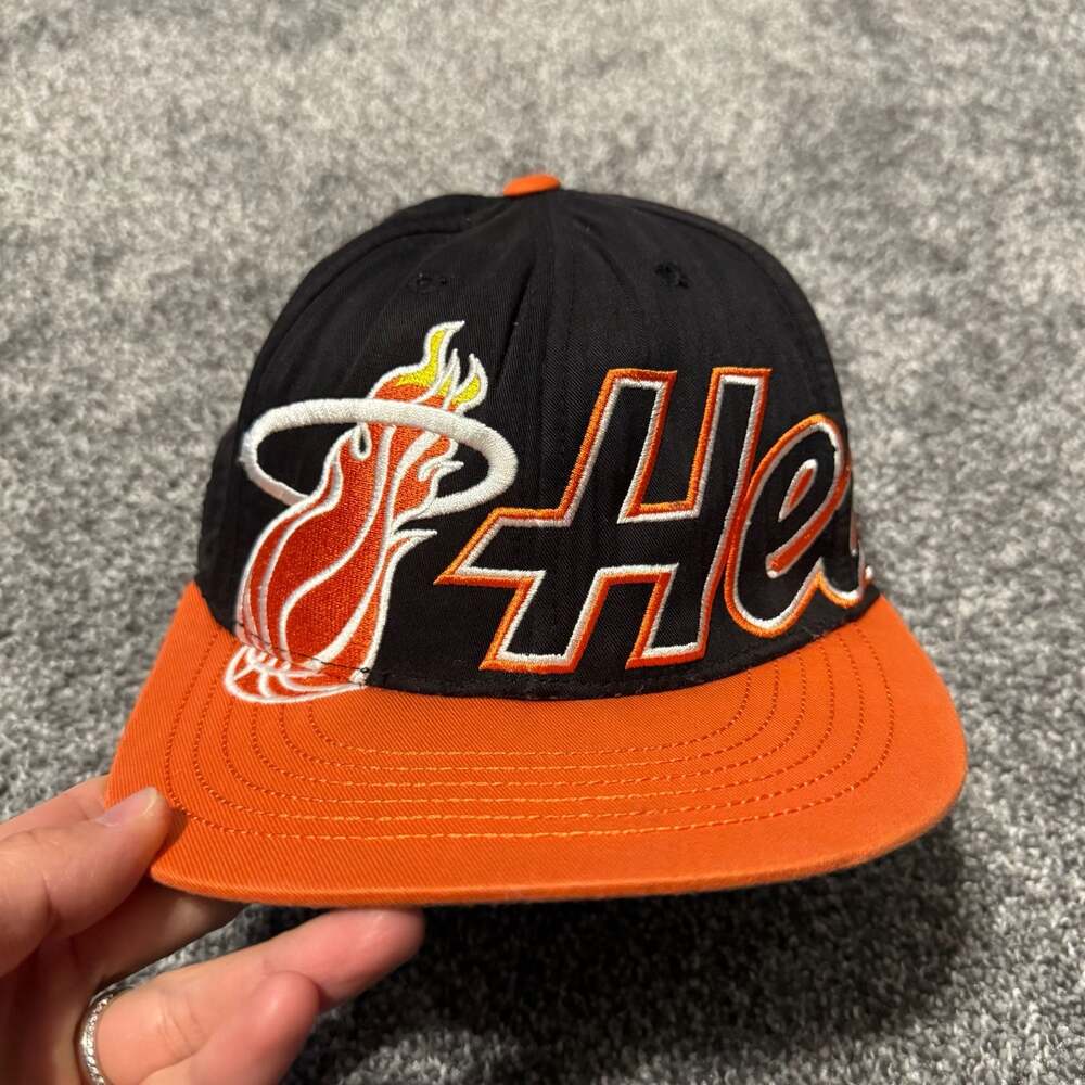 47 Brand Miami Heat Hardwood Classics Snapback Hat Black Orange Green Under Brim
